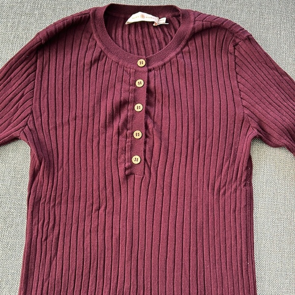 Tory Burch Luisa Short-sleeve Knit Sweater In Dark Imperial Size M - Picture 6 of 11